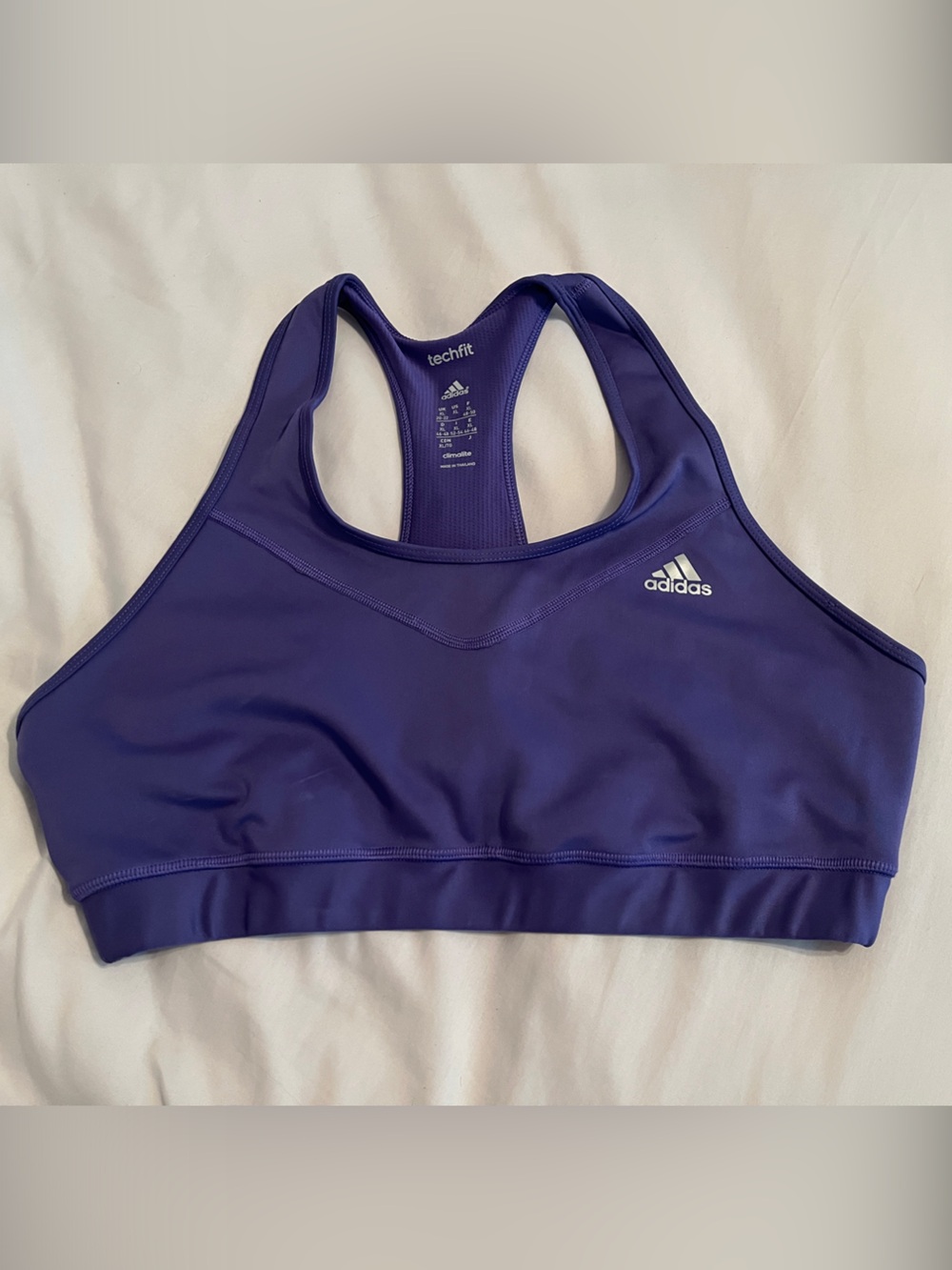 Adidas Techfit Purple Racerback Sports Bra Sz XL Like New